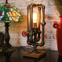 American Industrial Style Creative Desk Lamp Retro Edison Bulb Water Pipe Lamp Bedroom Study Decorative Desk Lamp